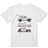 [igsticker] プリント Tシャツ メンズ L size おしゃれ クルーネック 白 ホワイト t-shirt 013785 乗り物 車