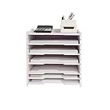 YFS B4 卓上ラック 3段/4段/5段/6段/7段/8段/10段 高さ調節可能 A4/B4対応 書類入れ a4/b4レターケース 書類ケース 新聞/雑誌/ファイル/フォルダー収納 木製 棚板高さ調節可能 深型/浅型 縦型/横型 小物収納 整理整頓 積み重ね 頑丈 おしゃれ 組立簡単 机上用品 書類ケース整理 収納 オフィス 寝室 リビング収納 (B4&横型&6段)