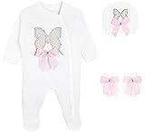 LilaxベビーガールズJeweledバタフライLayette 3ピースギフトセット カラー: ピンク