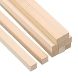 PATIKIL 10 mm ダボロッド ウッドスティック 10個 15.4 cm長さ 正方形 木ダボ 未仕上げ 広葉樹の棒 クラフトDIY用品用