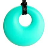 Turquoise Silicone Pendant Teething Necklace For Mothers-Donut Shaped Design Chewable Jewelry by Mom
