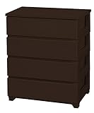カラースタイルチェストワイド (ブラウン, 4段) 【強化2重構造天板/開閉楽々/脚付き/日本製】