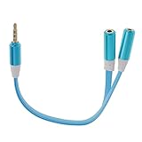 Lovoski 高品質　3.5mm　ステレオミニプラグ　ステレオミニ端子　2分配ケーブル　アダプタ　青色
