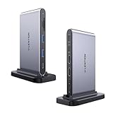 LENTION 縦置き USB C ドッキングステーション 10in1 CB-D62 4K 60HZ*2 HDMI 5Gbps 高速データ転送 USB-C Micro SD/SD カードリーダー 100W PD対応 タイプc ハブ Type C 2ポート (スペースグレイ)