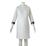 (ニッセン) nissen 【 マタニティ 授乳服 産前 産後 】 チェック袖使い リブニット風 コクーン ワンピース 授乳機能付き オフホワイト マタニティL