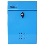 おしゃれな郵便ポスト 北欧デザインメールボックス 壁掛けプレミアムステンレスブルー青色ポストpm140