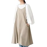 [créer] atRise [アットライズ] キャミソールエプロン レディース 【さっと被るだけ ワンピースエプロン】 可愛い おしゃれ しわになりにくい (グレージュ, M)