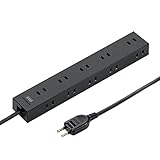サンワサプライ(Sanwa Supply) 電源タップ 10個口・2P (1m) たくさん挿せるレイアウト 強力ネオジムマグネット ほこりシャッター スイングプラグ ブラック TAP-2210-1BK
