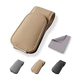 サングラスホルダー 車 メガネホルダー レザー素材 眼鏡を守ります サンバイザー サングラス クリップ 安全運転 車用収納 取り付け簡単 マグネット 選べる3色 カー用品 車載収納用 車 アクセサリー（角型・「ベージュ」1個）