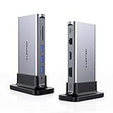 LENTION 縦置き USB C ドッキングステーション CB-D55 4K HDMI VGA USB3.0 3ポート ギガビット有線LAN SD / Micro SDカードリーダー 100W PD充電 3.5mmステレオ USB Type C タイプc ハブ typec MacBook Pro (2016-2022 / M1 M2)、MacBook Air (2018-2022 / M1 M2)、iPad Pro、iPad Air、Surface Pro 7 8 / Go 2 3 (サーフェス)、Chromebookなどのノートパソコン、タブレットPC対応 (スペースグレイ)