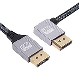 cablecc 4K 60hz DisplayPort DP - DP Ultra-HD UHD ケーブル 32.4Gbps 高速 直角 シルバースリーブ 2.0M