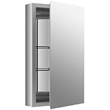 26" H x 15" W Aluminum Single-Door Cabinet with Mirrored Door [並行輸入品]