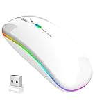 マウス 無線 ワイヤレス【超薄型＆Type-C充電式】bluetooth 高精度 高感度 静音 3段階DPI切替 2.4GHz 小型 光学式 左右対称 ブルートゥース コンパクト 軽量 握りやすい 簡単接続 持ち運び便利 パソコン マウス Mac/Windows/Surface/PC/Macbookに対応 (ホワイト・7色ライト)