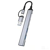 USB ハブ Type-C Type-A 両方 5ポート2* USB-C 3.0と3* USB-A 3.0 データ転送 軽量 変換アダプター 5in 1 Type-C 拡張ハブ 増設 コンピュータアクセサリ用の超薄型ポータブルUSBスプリッタアダプ、タラップトップ、 Mac Pro、Chromebook、iPad Pro、Galaxy S10/S9/S8 Plusなど対応1