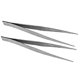 Water & Wood Silver Tone Blunt Tip 13cm Straight Tweezers Hand Tool 2 Pcs [並行輸入品]