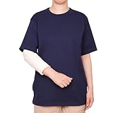 [KIRARERU] 半袖Tシャツ【右側の骨折専用】 男女兼用 脇あき 着脱簡単（腕 肩 鎖骨のケガに） 綿100% しっかり生地 パジャマ (ネイビー, XL)