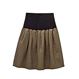 スカート マタニティ フレアスカート Ａライン 秋冬春 妊婦 ひざ丈 膝丈 産前産後 可愛い 通勤 マタニティウェア レディース (カーキ 军绿, LL)