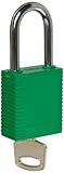 Brady Plastic Lockout/Tagout Padlock Keyed Different 1-3/4 Body Length 1-1/2 Shackle Clearance Green