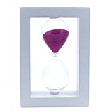 砂時計 30分計 長方形 透明感 白枠 木製 ギフト (白枠×パープル)