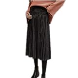 [my Spica] マタニティ プリーツ スカート ベロア 生地 マタニティウェア 産前産後 ゆったり 着れる アコーディオン プリーツスカート 妊婦服 マタニティー 秋 冬 (ブラック 黒)