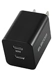 エレコム Type-C 充電器 20W USB PD対応 2ポート USB-C ×2ポート 【iPhone 16 15 14 Android 等対応】 ブラック EC-AC3520BK