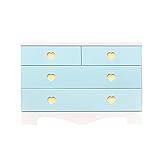 アルファタカバ 子供部屋に置きたいキッズチェスト ポップハート 幅100cm3段タイプ パステルブルー(取っ手イエロー)