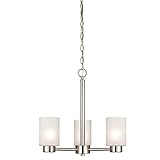 Westinghouse 6227500 Sylvestre Three-Light Interior Chandelier, Brushed Nickel Finish with Frosted S