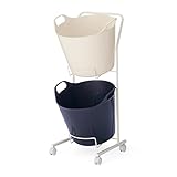 バスケットが外せるランドリーワゴン ブラウン タイプ：２段