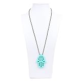 Bumkins Nixi Hamsa Silicone Pendant Teething Necklace, Turquoise by Bumkins