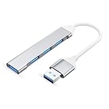 【2023改良モデル】KANOYO USBハブ usb hub usb 拡張 USB3.0 1ポート USB2.0 3ポート ドッキングステーション USBメモリ/キーボード/マウスなど使用可能 最大バスパワー 5Gbps高速転送Mac/Windows/PC/コンピューター 等対応 (シルバー)