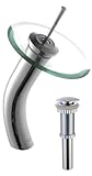 Kraus KGW-1700-PU-10CH-CL Single Lever Vessel Glass Waterfall Bathroom Faucet Chrome with Clear Glas