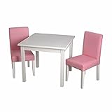 Gift Mark Children's Square Table with 2 Pink Completely Upholstered Chairs, White [並行輸入品]