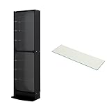 【福袋】【地球家具】フィギュアラック「レギュラー」新シリーズ LED兼用 幅55cm 開き戸 ハイタイプ 本体【正規品】[鍵付きコレクションケース] [耐震]（開き戸 ハイタイプ、浅型（奥行19cm）、ブラック） 追加ガラス棚1枚付