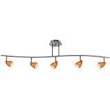 Cal Lighting SL-954-5-BK-AMS Track Lighting, Amber Glass & Black