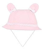 GEMVIE 女の子 ベビーハット 赤ちゃん 帽子 日よけ帽子 UVカット 夏 可愛い耳飾り あご紐付き ドット プリント つば広 キャップ 44