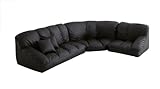 フロアコーナーソファ ハイタイプ フロアタイプ 右レイアウト ブラック フェイクレザー 合皮仕様 セパレート式 こたつ/ローテーブル/相性抜群/開放感/肌触り抜群