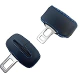 トヨタ 90系 ヴォクシー VOXY ノア NOAH用 本革シートベルトカバー(運転席＆助手席, 青ステッチ) 傷防止 異音防止 本革レザーカバー ドレスアップ パーツ アクセサリー