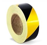 高輝度 反射テープ ステッカー 接着ビニール 5cm×25m イエロー 黄 レッド 赤 ホワイト 白 黒黄 紅白 緑白　6色から 選べる (黄黒)