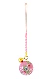 [ズーン] 花ちりめん 万華鏡 鈴（８mm） 和柄 ちりめん 根付け キーホルダー 日本製 お土産 （えんじ）