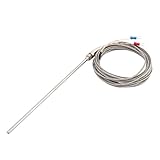 uxcell　Kタイプ熱電対　0-200C　プラスチック　温度試験　金属　5M長さ　0-200C　シルバートーン