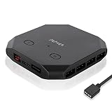 upHere ファン転送ハブ 最大14基 12V変換5Vファンハブ 5V 3PINアドレサブルARGBファン用8ポートとPWMファン用6ポート マザーボード対応12V 4PINコネクター 12V 4pin RGBを5V 3pin ARGBに変換 SATA電源入力 Fan Hub ケーブル管理【FH14-12V】
