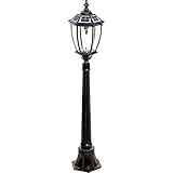 3.8 ft Solar Victoria Style Lamp - GreenLighting Outdoor Light (Brushed Gold) [並行輸入品]