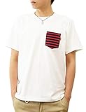 [ジーンズバグ] ボーダーポケＴ オリジナル 本革 タブ アクセント 半袖 ボーダー ポケット Tシャツ メンズ レディース PKST-BD Ｓ シロ×ネイビー（12）