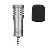 BOYA BY-P4 ミニマイク 外付けマイク ビデオマイク【TRRS（4極）】Androidスマホ/iPhone6 6s/5/5s/タブレット 無指向性 全指向性 スマホマイク 折りたたみ式 Vlog YouTube 集音マイク シルバー メッキ