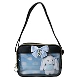 [anilet+] うさぎクラウド ショルダーバッグ BK 推し活 天使界隈 ぬいぐるみ リボン (ブラック)