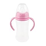 uxcell　赤ちゃん用　フィーダー　ビン　ピンク　防滑　握り　シリコーン　270ml