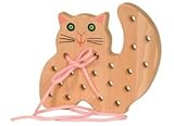 木製知育おもちゃ ひも通し ねこ　チェコ製