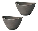 軟質プラスチックプランター 楕円Ｌ ブラック 405×295×235Hmm 2957-A-BK 2個セット