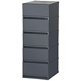 日本製 収納ケース 引き出し PLUST（プラスト）ベーシック (34cm幅 5段, ナチュラルブラック)