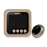 ドアベル ワイヤレス 玄関Danmini W5 2.4インチTFTカラースクリーンディスプレイナイトビジョンカメラビデオカメラビジュアルドアベル邪魔にならない覗き穴ビューア（金）